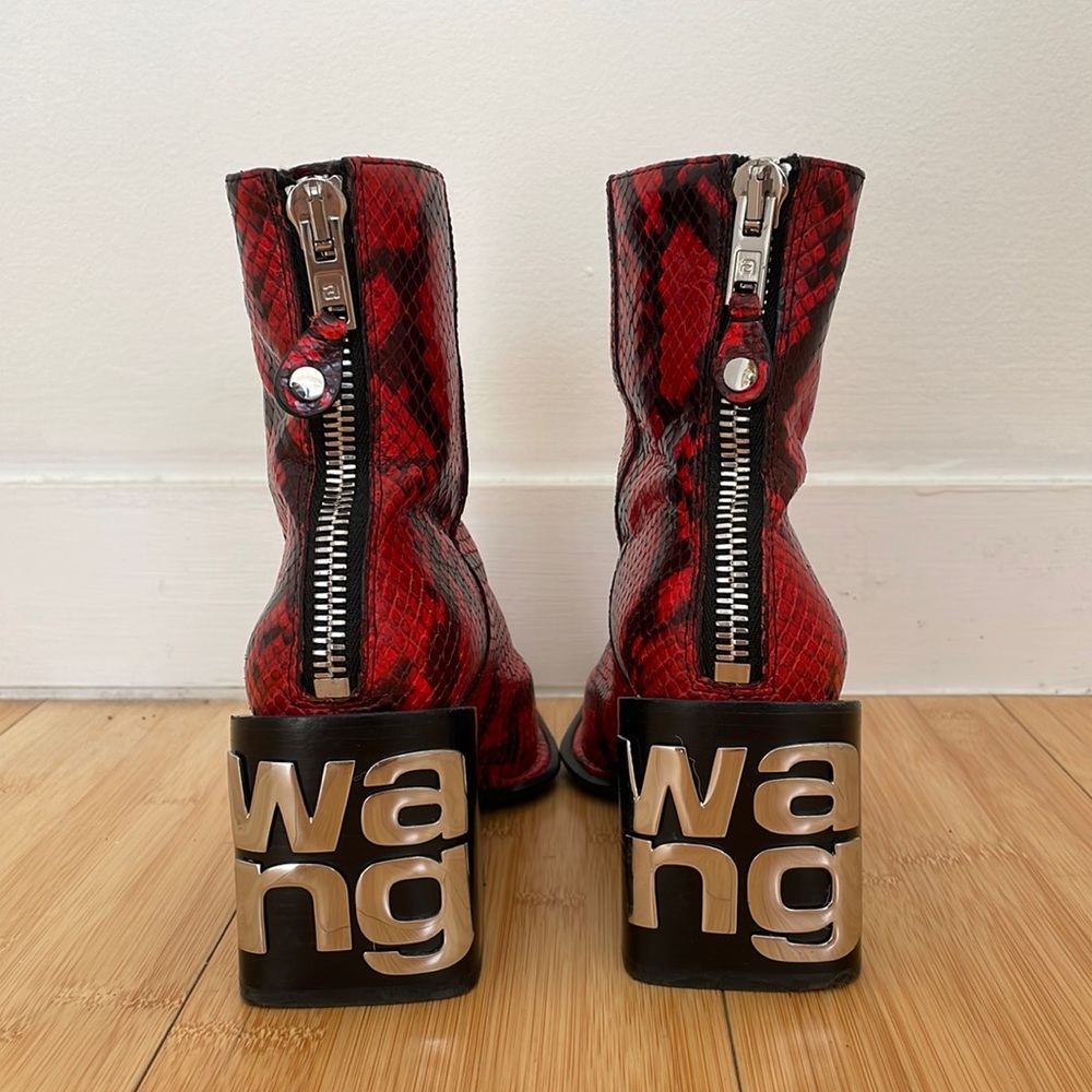 Alexander Wang red parker ankle snakeskin boots in excellent condition size 35.5